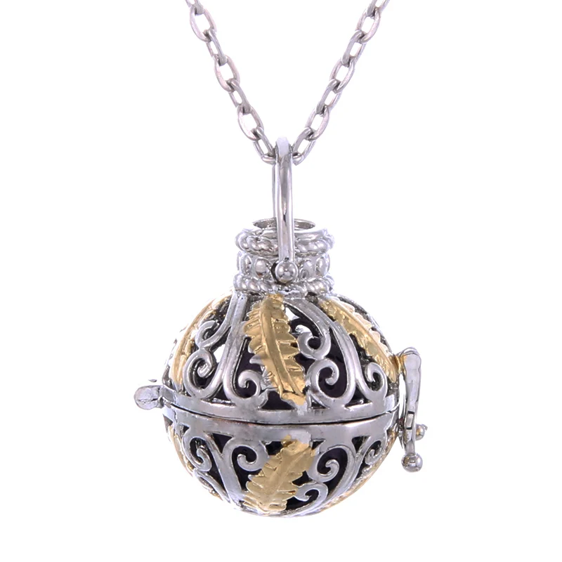 Silver Round Aromatherapy Cage Openable Adjustable Pendant ...