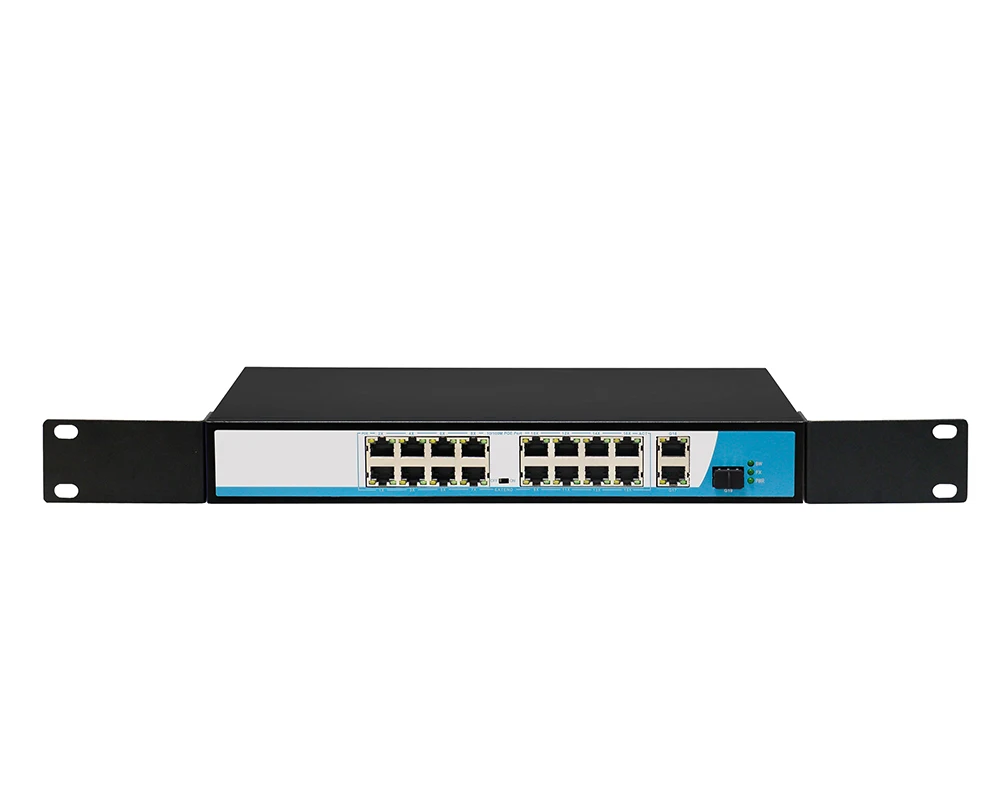 1u шасси 16 Порты и разъёмы PoE коммутатор 2ch Gigabit uplink сети Ethernet с 1 Порты и разъёмы 1000 м SFP слот