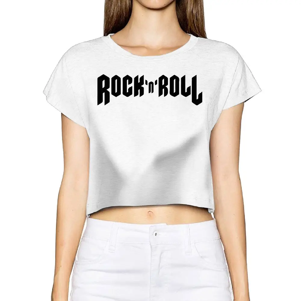 SAMCUSTOM Camisetas настоящие короткие новые i love Rock N Ролл 3D печать модная уличная футболка анархия укороченная Сексуальная футболка для женщин - Цвет: Серебристый