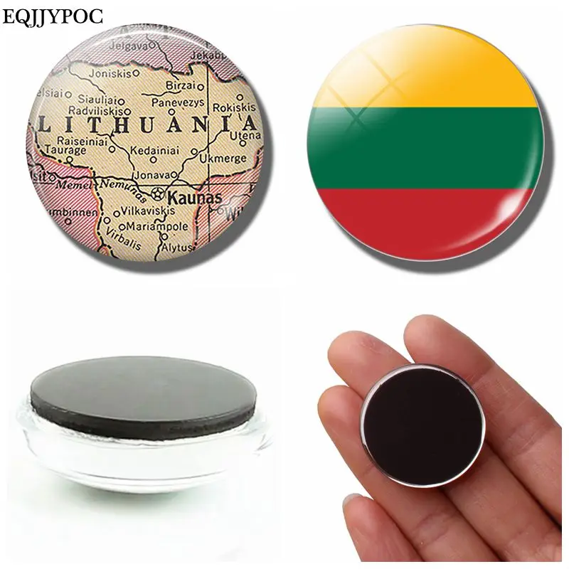 

Lithuania Flag Map Fridge Magnet decor souvenir Vilnius Kaunas Klaipeda SIAULIAI Glass crystal Magnetic Sticker for Refrigerator