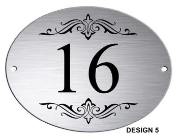 

200*140mm Customized House Signs Silver Aluminium Oval House Plaque/Sign/Plate, Black Design Door Number Street Name Signs