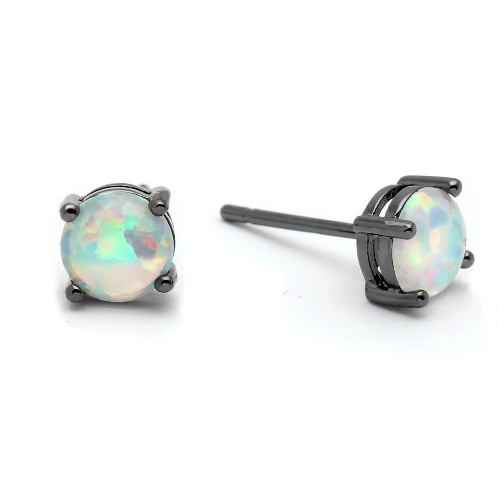 

black gun plated Round stud earring for lady fashion jewelry engagement opal earrings gift silver plated earring Distribution