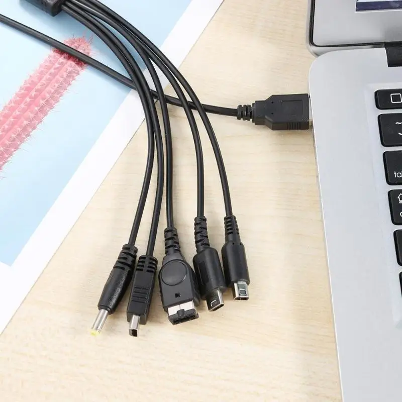 5 в 1 USB зарядное устройство кабель для зарядки 1,2 м Шнуры Провода для Kind NEW 3DS XL NDSLite NDSI LL WII U GBA psp