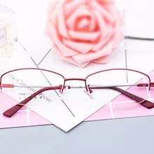 Eyesilove красные женские металлические оптические полуоправы модные линзы для близорукости от-0,50 до-8,00