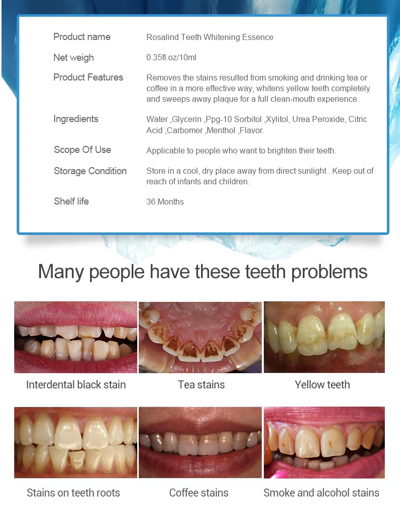 ROSALIND 10 мл Стоматологический материал отбеливание зубов эссенция гигиены полости рта Очищающая сыворотка отбеливающие стоматологические инструменты белый гель Уход за зубами