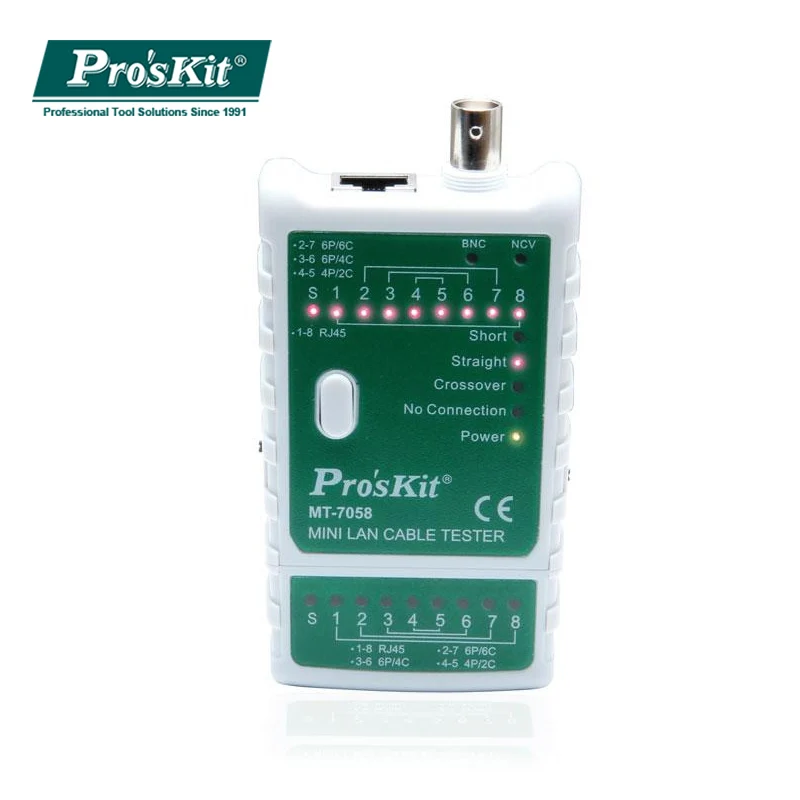 

Pro'skit MT-7058 RJ45 RJ11 RJ-12 BNC LAN Cable Tester Wire Line Detector Tracker with Voltage detector function