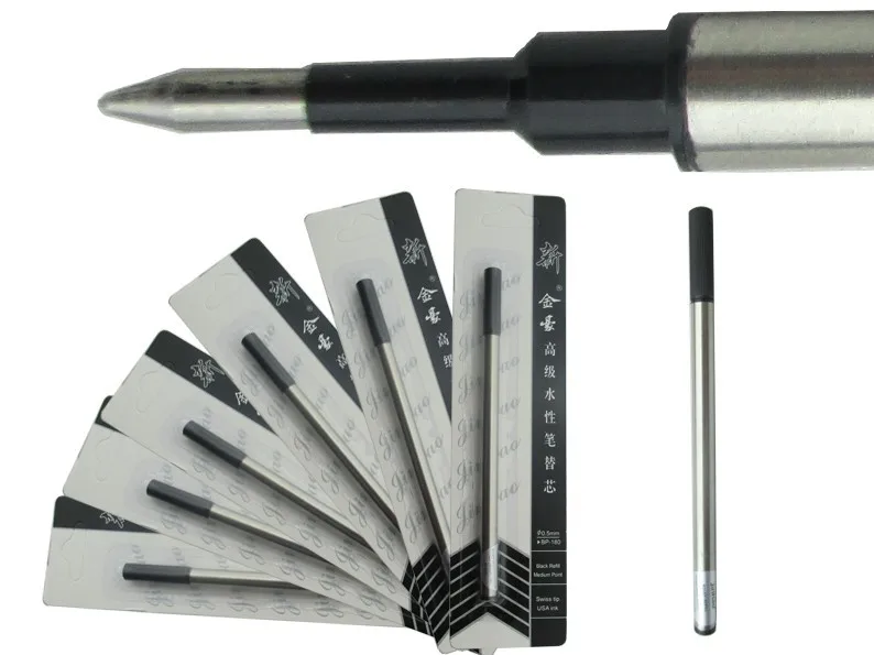 

6pcs/lot Rollerball Pen Refill M Tip 0.5 Black Blister packaging standard pen executive stationery set with Free Shipping