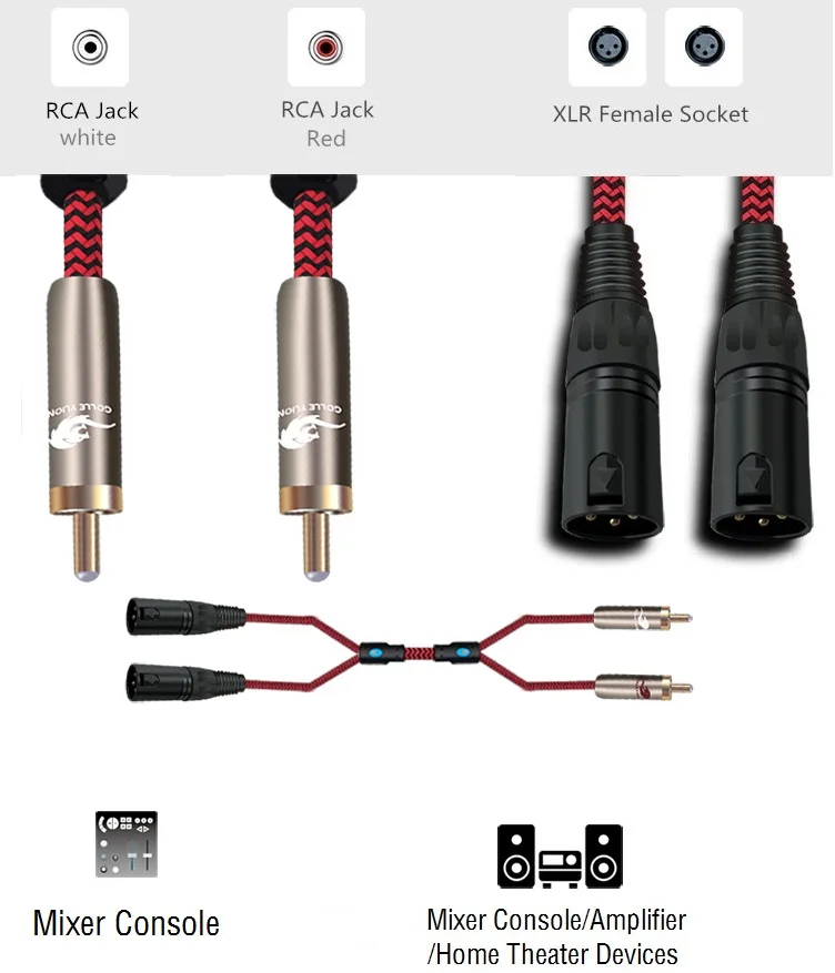 Двойной RCA штекер к 2 XLR аудио кабель для динамика CD DVD плеер усилители микшер