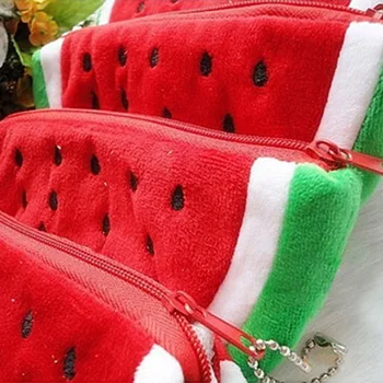 

1Pc Plush Fruit Wallet Big Volume Watermelon School Kids Pen Pencil Bag Case Plush Red Watermelon Coin Bags Popular Coin Purses