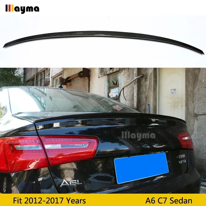 Fits 2012-2017 Audi A6 C7 Sedan S6 Style Rear Trunk Spoiler CF Carbon Fiber