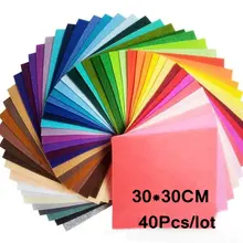 Низкая цена смешанные цвета полиэстер нетканый войлок ткань рукоделие фетровая ткань упаковка 1 мм толщиной 40 шт./лот 30 см* 30 см