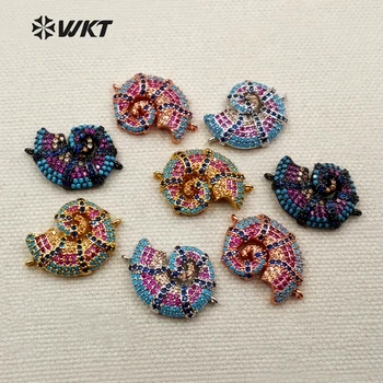 

MC248 WKT Exquisite Colorful Cubic Zirconia Pave Connector In Fossilized Snail Shape For Jewelry Making And Design Connector