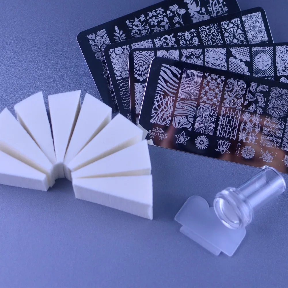 

Nail Stamping Plates Geometry Lace Flower Dream Catcher with Jelly Stamper Scrapper Sponge Manicure Image Plate Tools Set