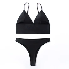 

2018 New Summer Women Solid Bikini Set Push-up Padded Bra Swimsuit Swimwear Triangle Bather Suit Swimming Suit biquini