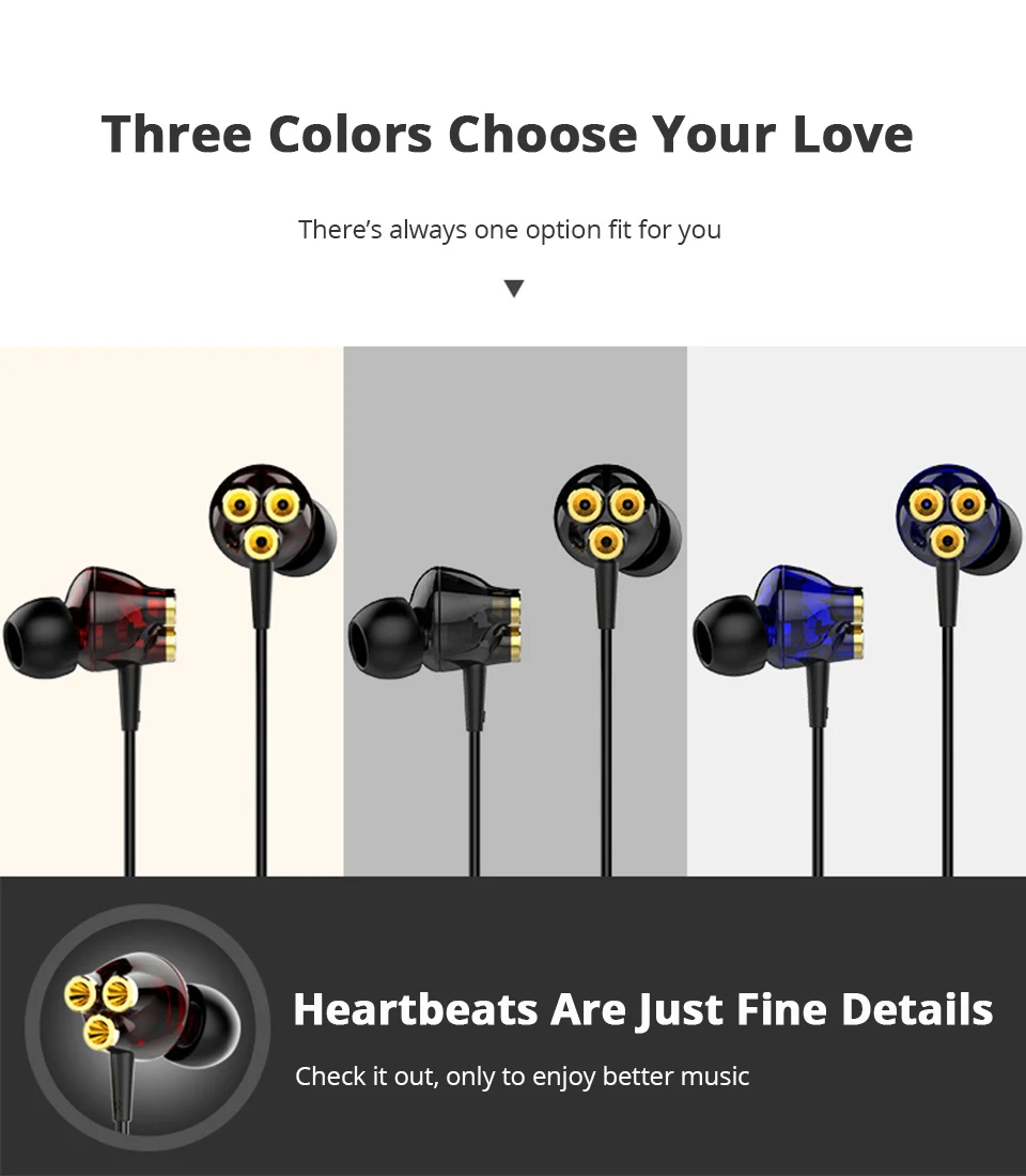 Wired earphone 6 driver Gamer headphone with microphone Sports Earphones wired earphones earbuds in ear headphones microphone (5)