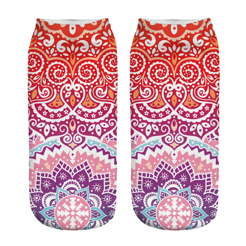 

funny socks Hot Sale 3d Printed mandala womens socks low cut ankle short spaort socks