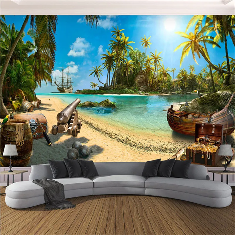 Фотообои на заказ 3D морской пейзаж фотообои для гостиной телевизора дивана