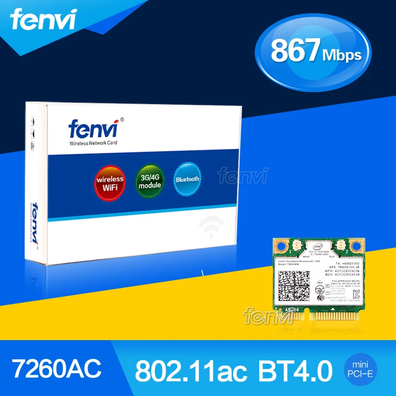 Fenvi New For Intel Dual band 7260 7260HMW 802 11ac Wireless AC Bluetooth BT4 0 867Mbps