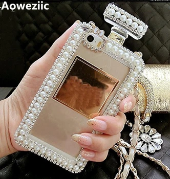 

Aoweziic Diamond Crystal Cute Pearl Perfume Bottle Shaped Chain Handbag Case Cover For iPhoneX XS MAX XR 6s Plus 7 8Plus