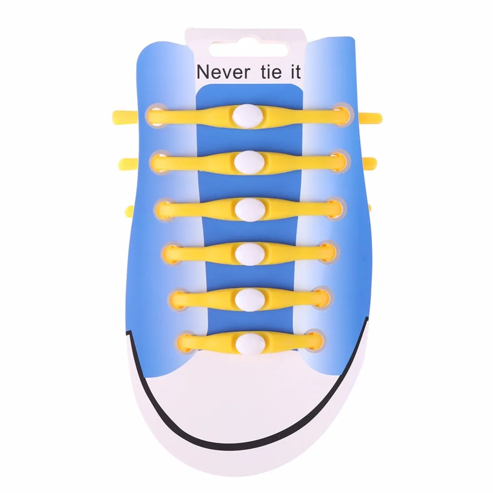 12pcs/Set Elastic Silicone Shoelaces For Children Running No Tie Shoe