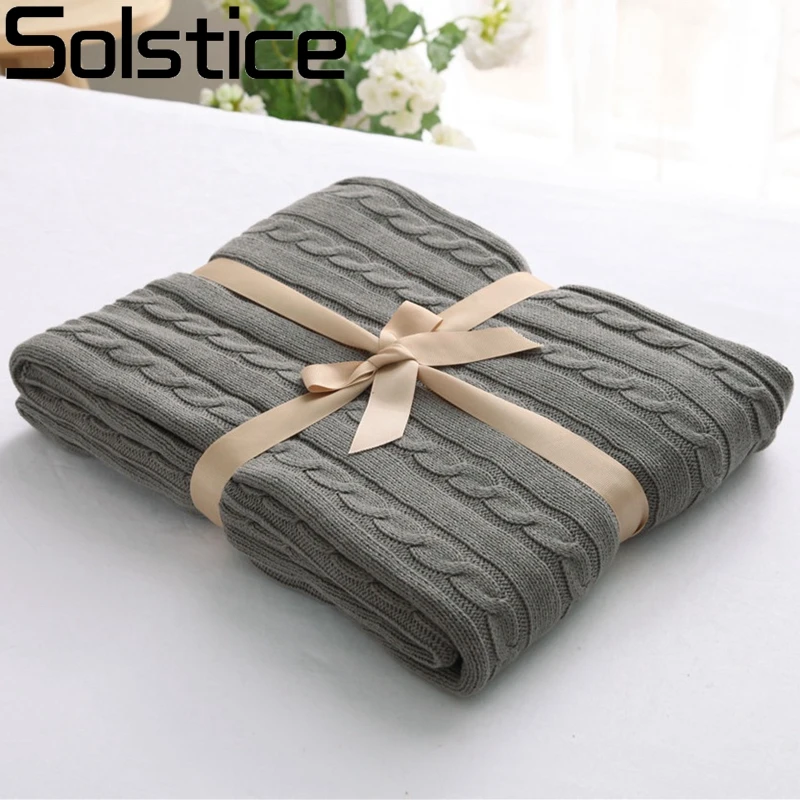 2017 New Arrival Cotton Knitting Wool Blanket Sofa Plain Dyed Classic