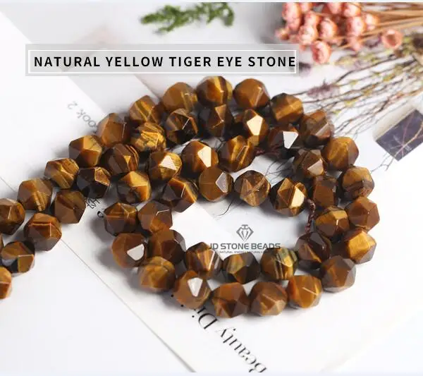 6mm~12mm Natural Tiger eye stone Diamond Cutting Faceted Stone Round Loose Beads bracelet can DIY JD Stone beads free shipping - Цвет: YELLOW TIGER EYE