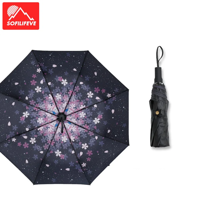 

Outdoor Sakura Sunshade Umbrella Cherry Blossom Rain Sunscreen Folding Black Rubber Ultraviolet Ray Resistance Bumbersoll
