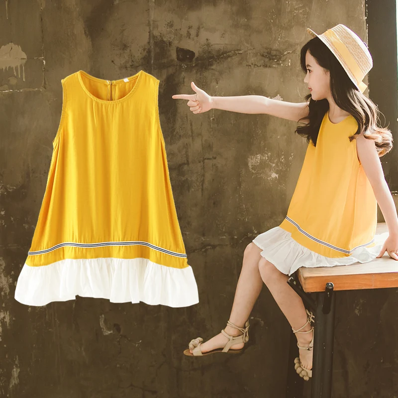 

JMFFY Kids Girl 2019 Dresses Summer Children Clothes Toddler Girls Dress Baby Cotton Sleeveless Wedding Princess Dress Party New