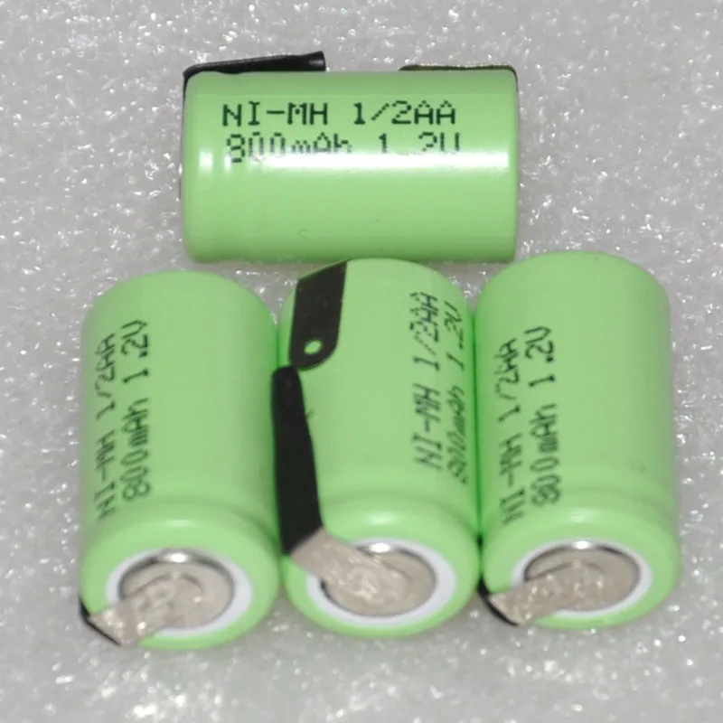 3 4 6 шт 1,2 в 1/2AA аккумуляторная батарея 800mah 1/2 AA Ni-MH nimh cell с вкладками для электробритва, беспроводной телефон