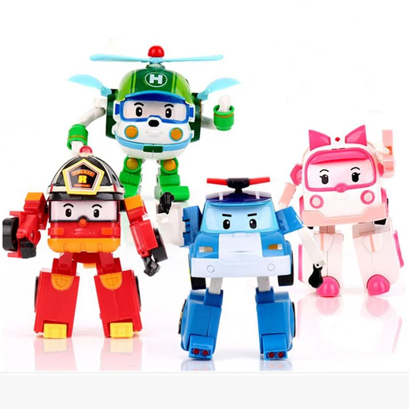 4 стиля фигурки Робокар Трансформация Робот Корея аниме Рой Янтарный автомобиль модель дети мальчики игрушки для детей подарок F4