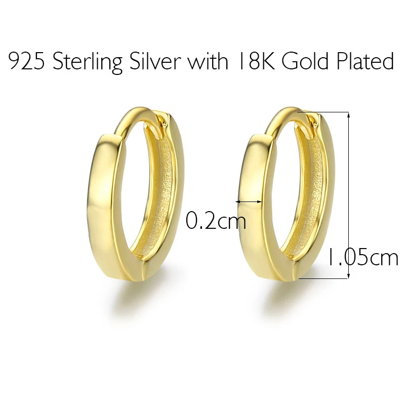 Slim 925 Sterling Silver Gold Color Loop Huggies Circle Small Hoop Earrings For Womens Mens Child Girls Kids Jewelry Aros Aretes