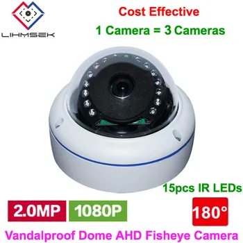 

Lihmsek 2.0MP Megapixel 1080P 180 degree AHD Vandal-proof Dome IR Fisheye cctv security camera 1200TVL, 1.56mm lens