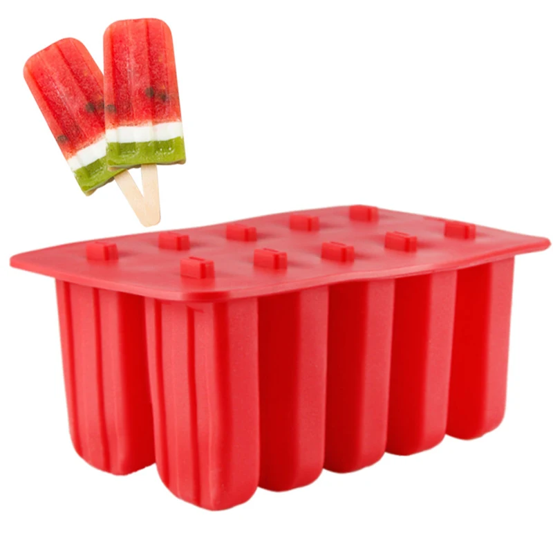 DIY 10 Cell Frozen Lolly Juice Maker Ice Cream Pop Mold Popsicle Yogurt Icebox