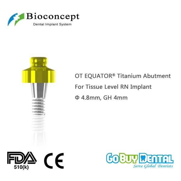 OT EQUATOR Titanium Abutment, D4.8mm, GH 4mm, for Straumann Tissue Level RN Implant 034040-1