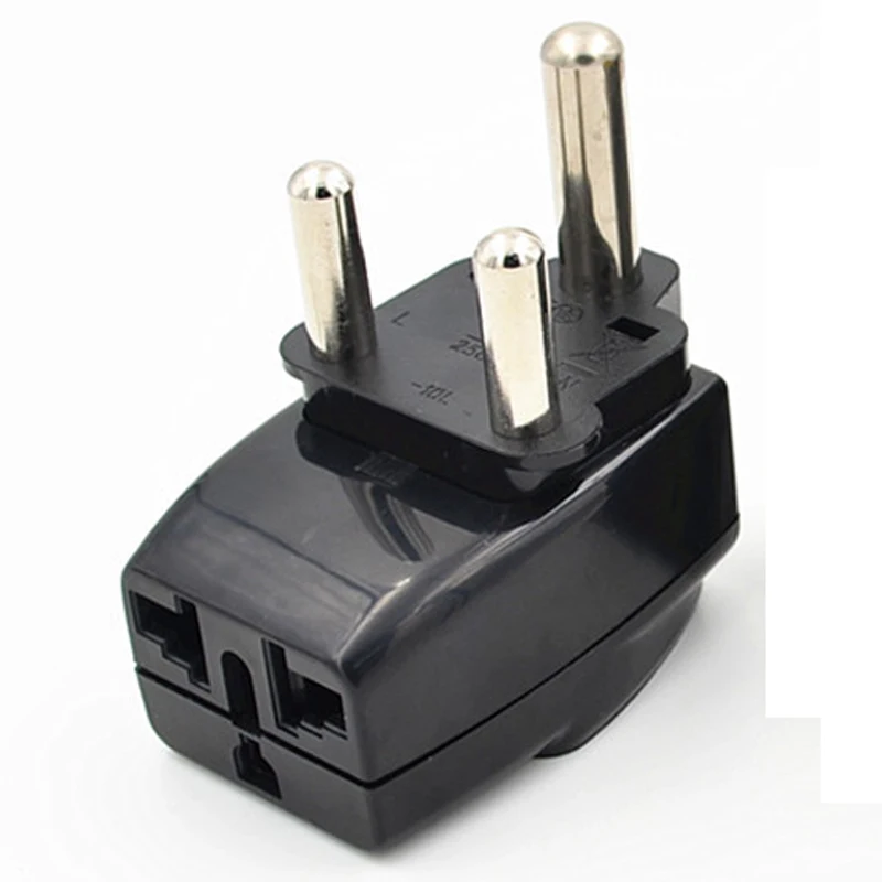 1PC black Portable 3 intput Universal UK/US/EU/AU Plug to (Large) South