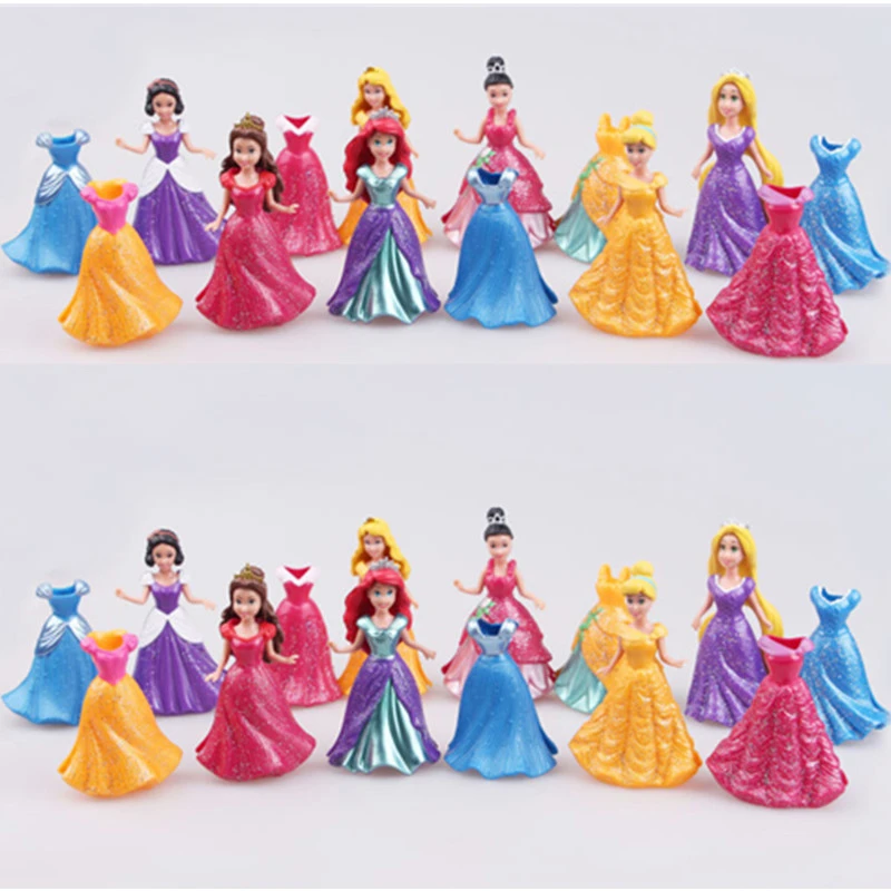 ディズニー シンデレラプリンセスドレス 白雪姫 取り外し可能な人形 かわいいおもちゃ 子供の装飾品 ギフト 14ピース セット8cm Action Figures Aliexpress