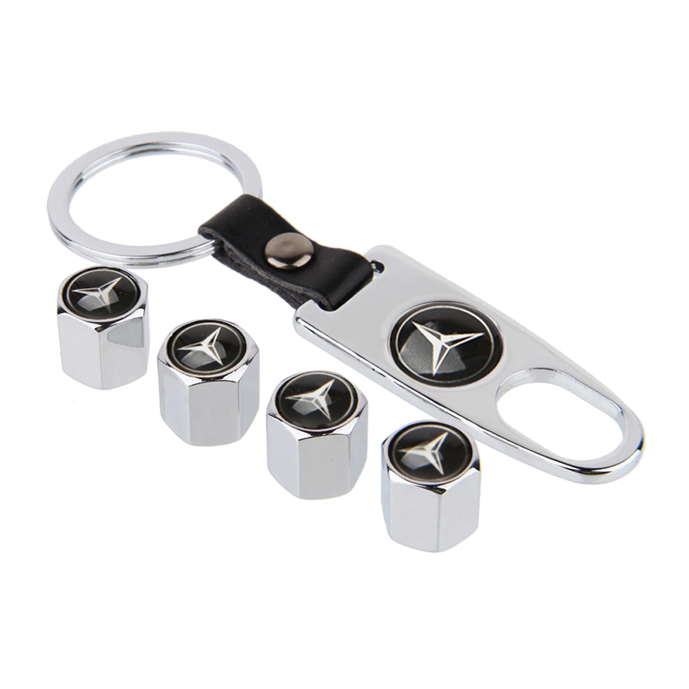 

Car Styling Wheel Tire Valve Caps With Keychain Anti-theft For W205 W164 W176 W204 W210 SL W212 W211 Smart AMG Auto Accessory