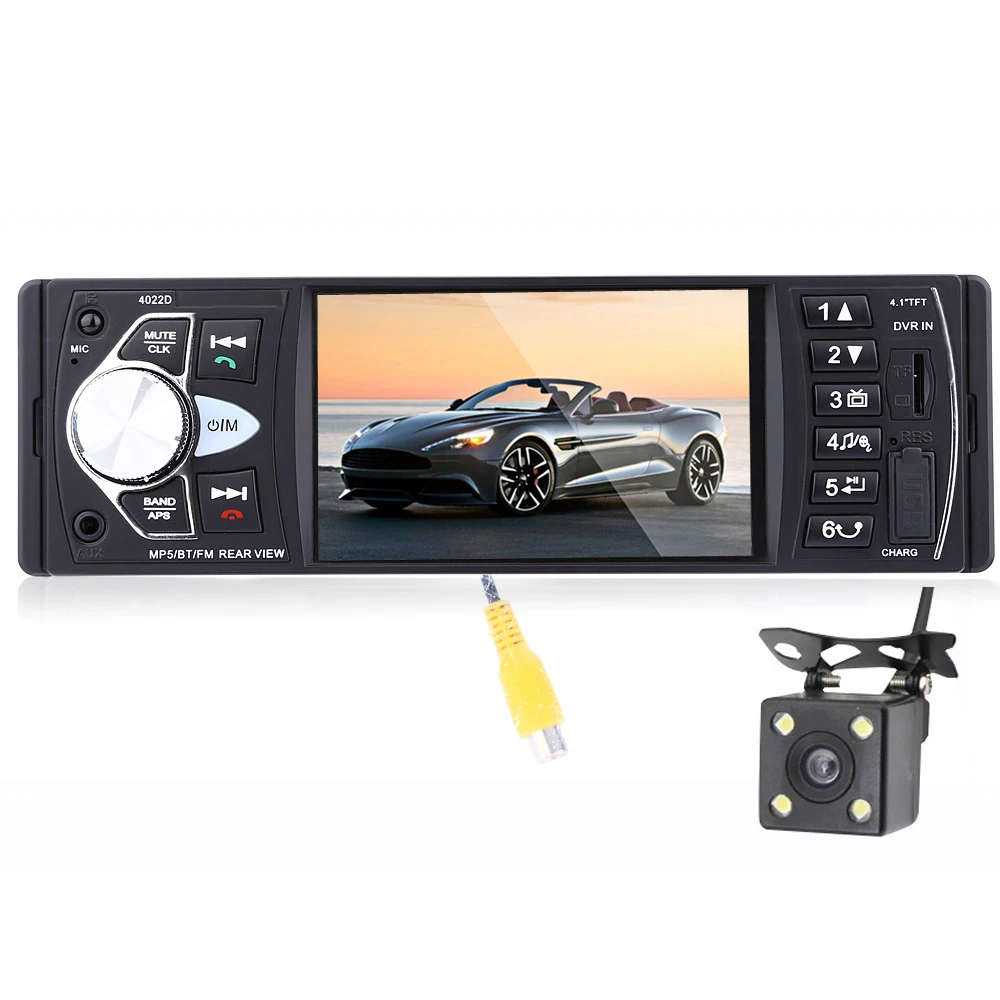 4022D 4,1 дюймов автомобиля MP5 плеер аудио стерео Bluetooth TFT Экран FM станции видео с дистанционным Управление Камера
