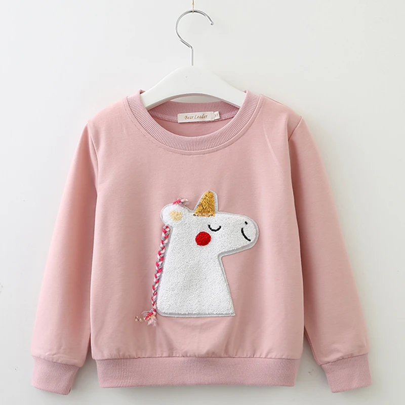 Bear Leader/ г.; Весенняя зимняя одежда для маленьких девочек; модная детская рубашка с героями мультфильмов; свитер; футболка для девочек - Цвет: pink-az1489