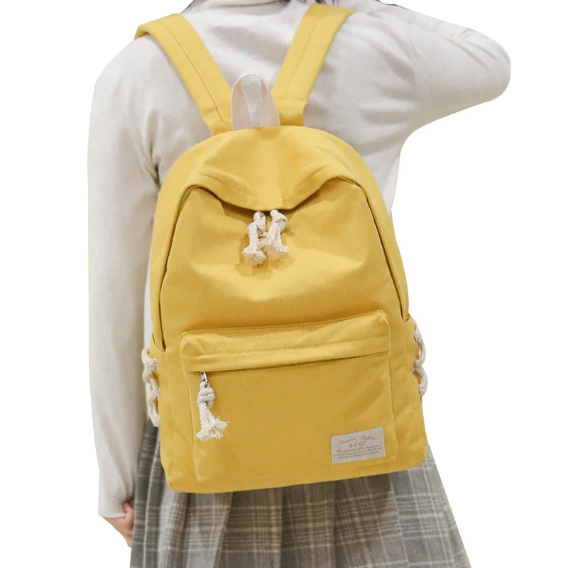 

DCIMOR New Solid Color Canvas Backpack Women Casual Rucksacks College Student School Backpack Women Backpacks Mochila Book Bags
