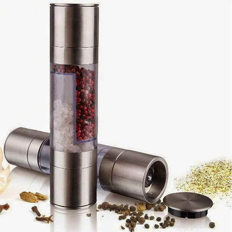 

Pepper Grinder 2 in 1 Stainless Steel Manual Salt Mill Seasoning Kitchen Tools Grinding for Cooking Restaurants