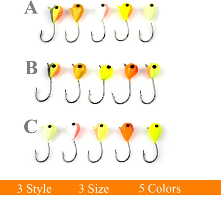 YINGTOUMAN 2 SET(5PCS)/LOT 2/2.5/2.9 cm Multi-color Bait Ice Fishing Lead Head Hook Road Sub-bait Aggressive Lure Tackle | Спорт и