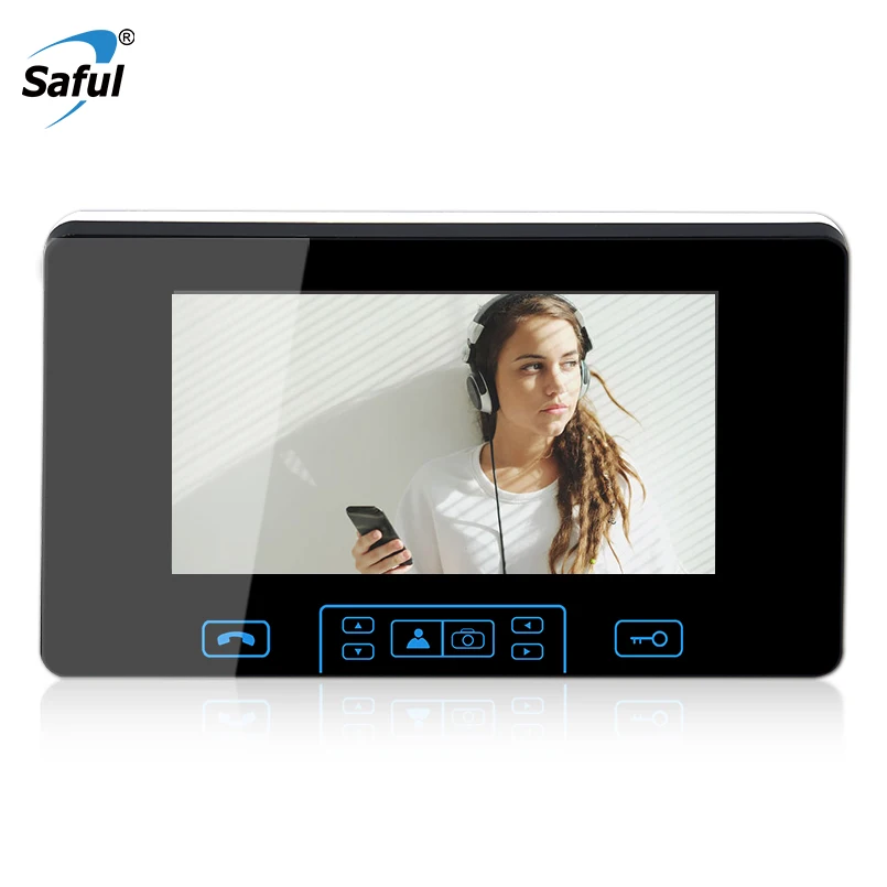 

Saful 7'' wireless Video Door Phone Indoor Monitor Doorbell Intercom System Video Recording Photo Taking Silver Wall Mounting