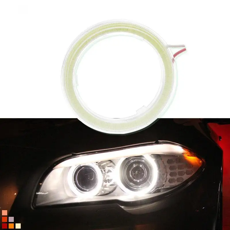 

60/70/80/90/100/110/120mm 6000k Car Motorcycle Auto Super Bright Halo Rings Fog Cob Led Angel Eyes Headlight DRL Light Bulb Lamp