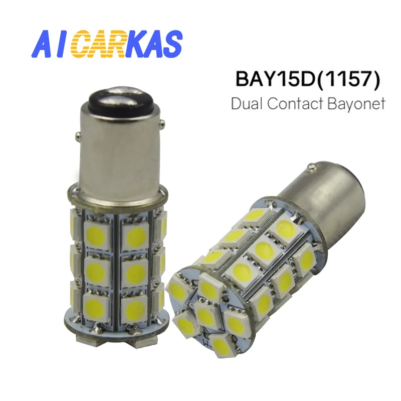 AICARKAS 2 шт. 1157 BA15D Автомобильная стробоскопическая вспышка 27 SMD 5050 светодиодный ные