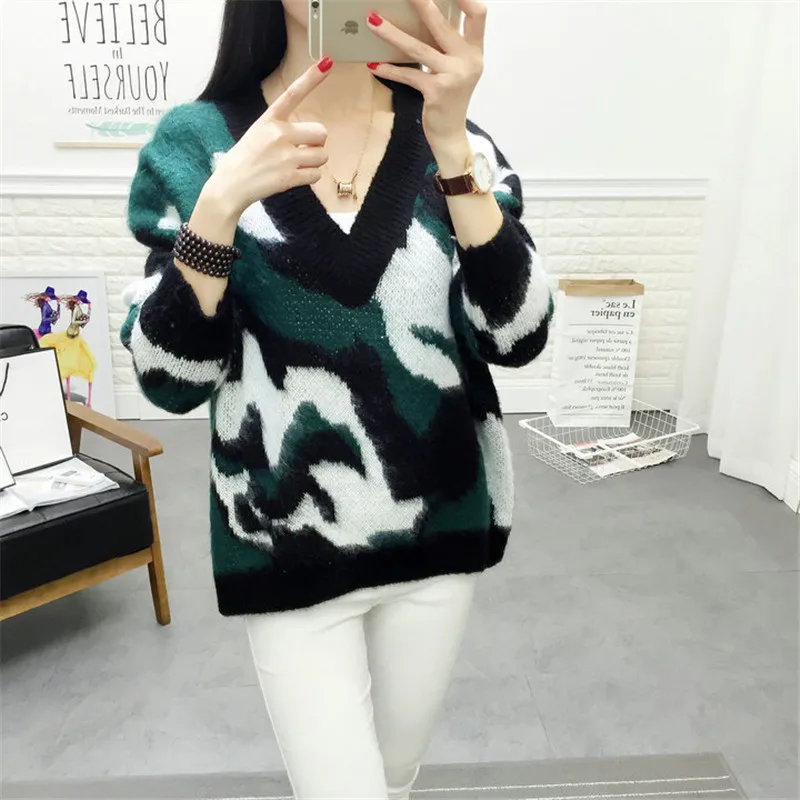 Col Tricot Nouvelle Hiver Tendance 00023 Porter Pull En De orange Camouflage rose Automne Femmes Manteau V Blazer 2018 Noir xIgOw85n0n