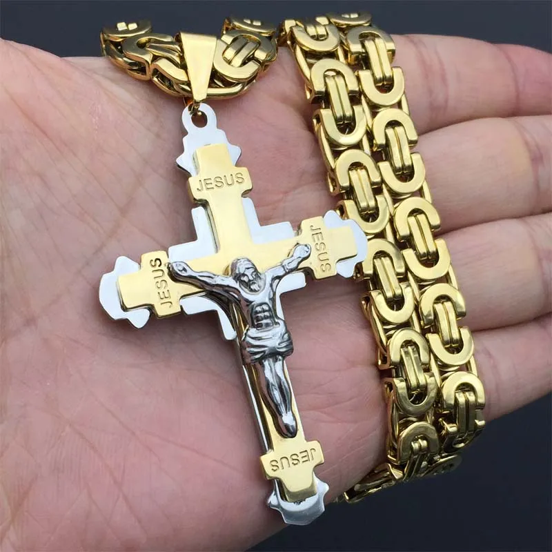 Heavy-Crucifix-Jesus-Cross-Necklace-Stainless-Steel-Christs-Pendant-Gold-Byzantine-Chain-Men-Necklaces-Jewelry-Gifts (1)