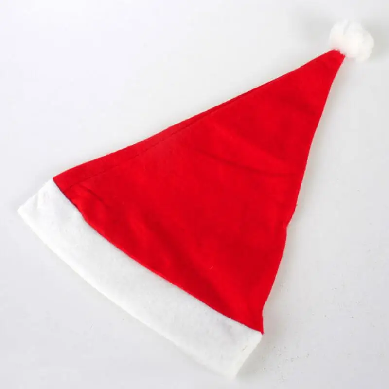 50pcs Christmas Hat Adult Children Christmas Cap Red Non-woven Cloth Hat For Santa Claus Costume Decoration gift AU409