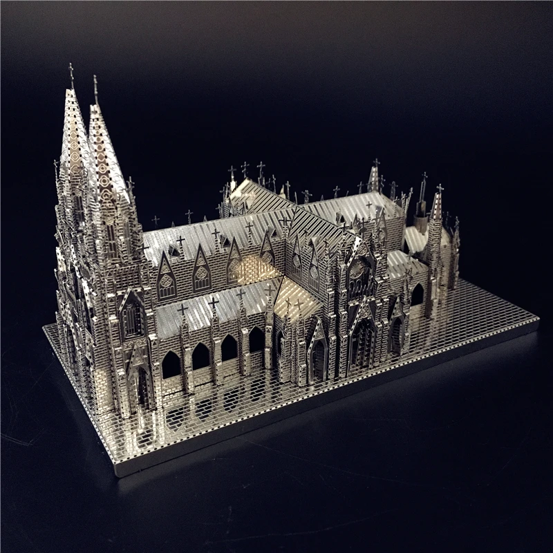 Goedkoop MMZ MODEL Nanyuan 3D Puzzel Metalen Montage Model St. Patrick s Cathedral Model Kits DIY 3D Laser Cut Jigsaw Toy creatief speelgoed