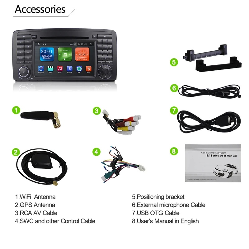 Top KSAOTU 7" DAB+ 4G Android 8.0 Car DVD Player SD GPS for Mercedes Benz R-Class W251 R280 R320 12